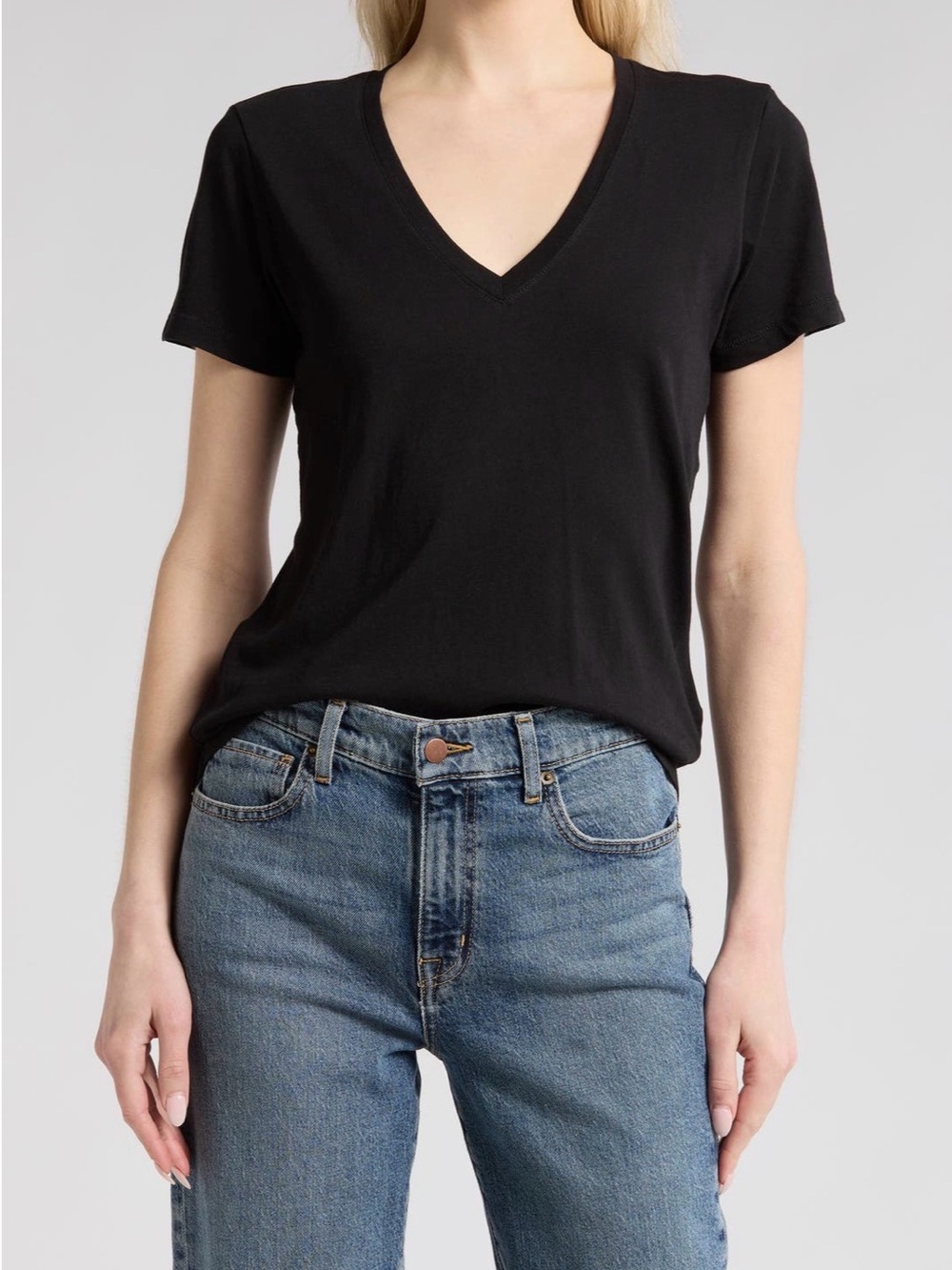 100% Cotton Madewell Black V-Neck Short Sleeve Tee NWT women’s size L
